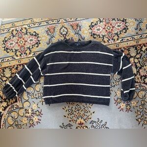 Striped Dark Blue and White Women's American Eagle Sweater